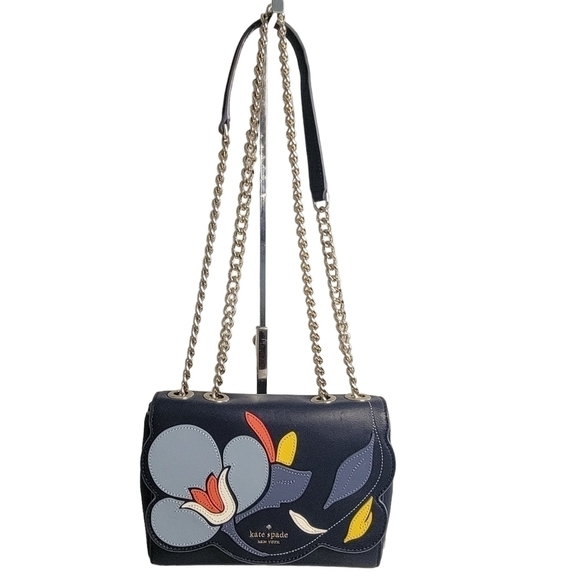 Rare Kate Spade NY Blazer Blue Floral Mini Emelyn Briar Lane Leather Bag NWOT - Picture 1 of 10